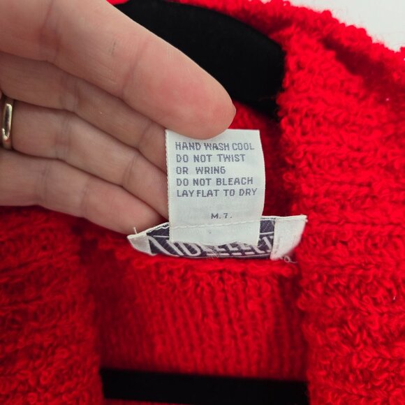 Sideffects vintage Medium Red chunky knit longline open front sweater cardigan - Picture 6 of 10